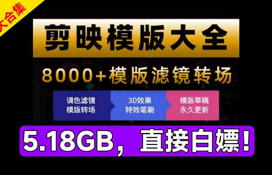 8000+剪映相关预设模板合集！太全了，含调色预设+转场+蒙版大合集等